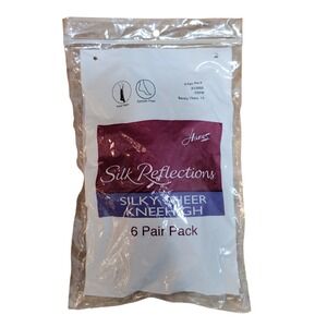 Hanes Silk Reflections Knee High Stockings Womens OS Barely There 6 Pair Pack